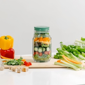 Pot à salade Mason à ouverture latérale, portable, 1000 ml, avec compartiment à vinaigrette anti-fuite, idéal <span class=keywords><strong>pour</strong></span> la préparation des repas, la salle de sport, le bureau, les pique-niques - Product Image 5