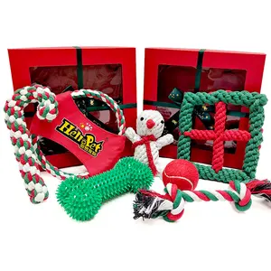 Комплекты рождественских игрушек для щенков, несколько интерактивных игрушек, высококачественные прочные игрушки для жевания собак, набор из 7 предметов