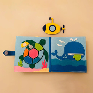 Nouveau design Montessori : Livre sensoriel en feutre sur le monde sous-marin, livre d'activités en feutre doux pour tout-petits, tableau d'activités en feutre pour apprendre <span class=keywords><strong>les</strong></span> compétences de base - Product Image 4