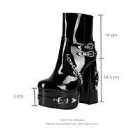 Bottes noires punk gothiques en cuir PU, bottines mi-mollet à plateforme, talons épais, chaussures à talon bloc pour cosplay, bottines courtes pour femmes