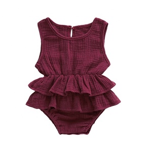 Venta al por mayor, <span class=keywords><strong>precio</strong></span> de fábrica, Seersucker estilo bebé niños ropa de verano recién nacido ropa de bebé mono ropa de bebé - Product Image 5
