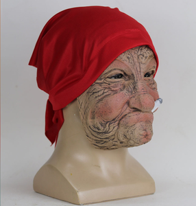 リアルなオールドナナマスクラテックス怖い喫煙おばあちゃんマスク生地の頭怖いハロウィーンの衣装いたずらパーティーの小道具 - Product Image 2