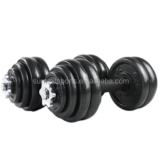 Cast iron painting 50kg adjustable dumbbell weights set with rubber handle bar for sale