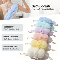 Bande de douche exfoliante en fibre de polyester PE bleu ciel avec mousse riche pour le corps