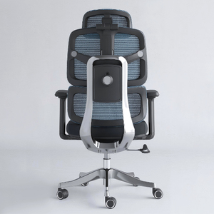 Chaise de <span class=keywords><strong>bureau</strong></span> pivotante réglable en hauteur avec appui-tête réglable + dossier en maille respirante + cadre en acier + roulettes - Product Image 2