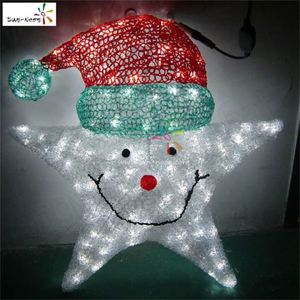 Personalizar calle vacaciones calle decoraciones Navidad blanco verde rojo luminoso estrella luz Led motivo lámpara - Product Image 1