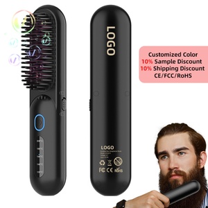 Cepillo Alisador de Pelo y Barba 2 en 1 Profesional, Inalámbrico, Mini, con Iones Negativos, Pantalla LCD, Ideal para Viajes - Product Image 3