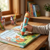 Stylo d'apprentissage Little Monster OID à 6 boutons personnalisables pour enfants, idéal pour l'étude des langues, l'enregistrement DIY et l'écoute d'histoires sur mesure