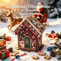 Kit de peinture diamant 3D maison de Noël en perles, artisanat DIY en bois pour adultes et enfants