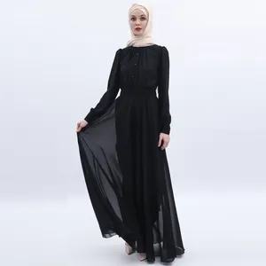 Wholesale chiffon long women skirt soft lithe comfortable dresses Muslim Arab women robe Abaya elastic belt