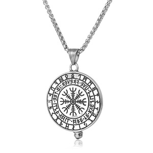 Colgante de acero inoxidable con hacha vikinga y cuervo de Yunnique, collar nórdico con runas para hombre, joyería de moda hip hop, cadena de 60 cm - Product Image 3