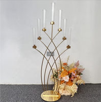 Nordique 7 bras or acrylique bougeoir haut fleur support lampadaires pour candélabres centres de table accessoires de mariage fournitures