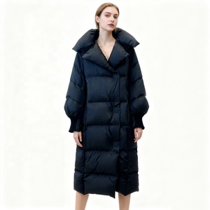 <span class=keywords><strong>Manteau</strong></span> long d'hiver pour femme Boying, nouveau modèle, minimaliste, élégant, épais, ample, au-dessus du genou, tendance, chaud, en PU teint, à simple boutonnage - Product Image 2