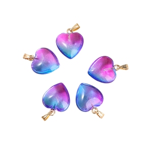 Liontin liontin hati cinta kaca kristal warna-warni liontin jimat penyembuhan untuk membuat perhiasan kalung gantungan kunci Aksesori Anting - Product Image 4