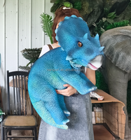 Marionnette de dinosaure Triceratops animatronique réaliste à commande manuelle avec mouvements sonores pour accessoire interactif de parc à thème