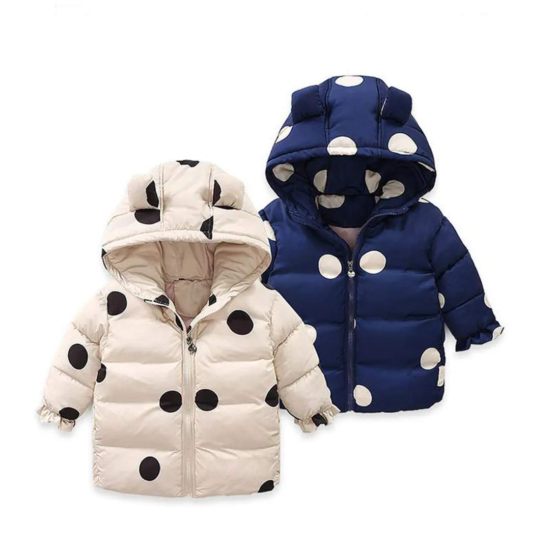 큰 점 유아 유아 소녀 겨울 코트 후드 자켓 키즈 윈드 브레이커 코트 까마귀 자켓
