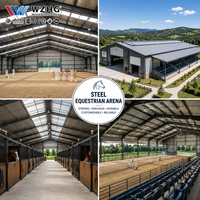 Manège en acier à assemblage rapide, grande portée, préfabriqué, couvert, pour équitation, bâtiment à faible coût
