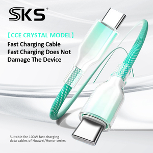 Câble de charge <span class=keywords><strong>rapide</strong></span> PD de type C à type C transparent à dégradé tressé pour téléphone portable et ordinateur portable - Product Image 4