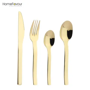 Guangzhou Cutlery Supplier Gold Wedding Flatware Stainless Steel Champagne Cutlery With Soup Spoon