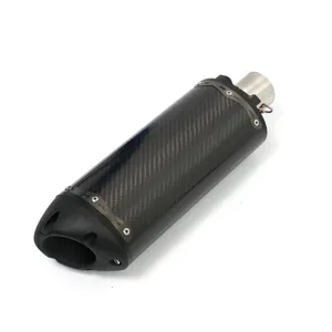 Hai anh em thoát khỏi màu đen loạt kép trượt trên ống xả 51mm ống xả đua sợi carbon muffler