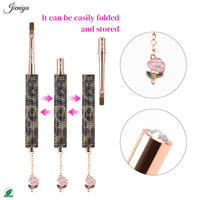 Ensemble de brosses à ongles multifonctionnelles avec manche en strass léopard et pendentif style Saint-Valentin pour usage professionnel