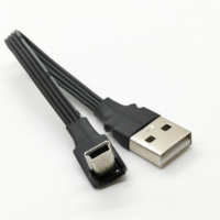 FPV cinta plana silicona Mini Puerto en forma de T Mini USB macho superior e inferior 90 grados ángulo recto a USB macho Cable de datos