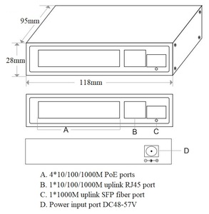 สวิตช์ Poe 6 พอร์ต พร้อมพอร์ตไฟเบอร์ SFP กิกะบิต 110W - Product Image 1