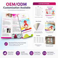 Impression de brochures personnalisées à trois volets, couleur pleine, papier offset, finition vernie, fabricant de prospectus promotionnels OEM
