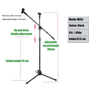 Soporte de Micrófono Trípode de Brazo Telescópico Ajustable de Metal Xtuga Serie ML para Grabación Profesional y Escenarios en Vivo - Product Image 4