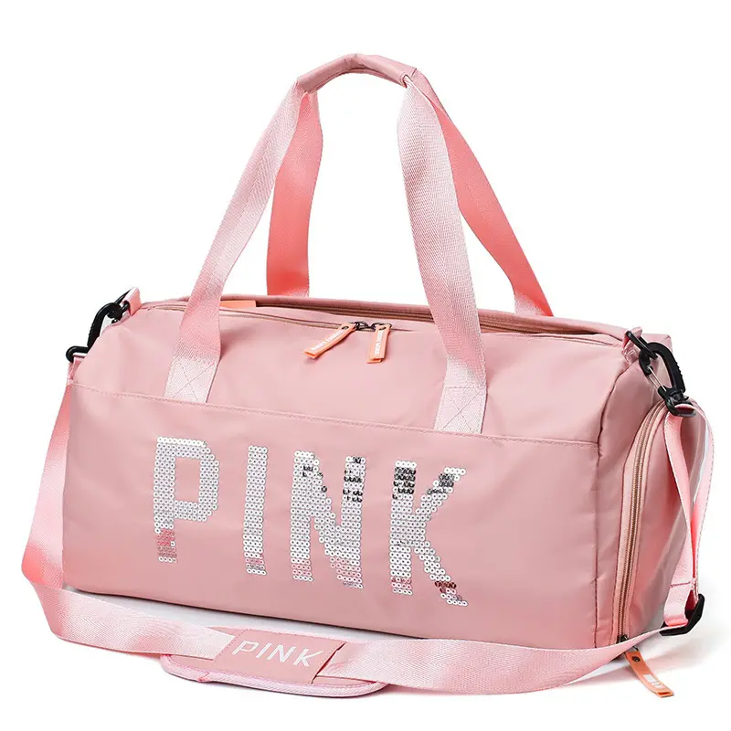 Sac de sport, avec poche pour chaussures humides, rose, pour le sport, les sorties en week-end, nouvelle collection 2020