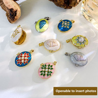 Pendentif vintage tendance pour femmes, cadre photo ouvrable, pendentif en émail à la mode, breloque, collier DIY, accessoires de bijoux