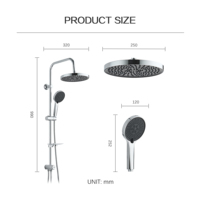 Ensemble de douche à main à triple sortie d'eau haute pression à montage mural moderne chromé pour salle de bain avec barre coulissante colonne de douche
