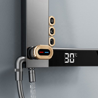 Ensemble de douche thermostatique numérique LED HLK de luxe en laiton avec robinet à valve en céramique, effet pluie et cascade, pour salle de bain d'hôtel