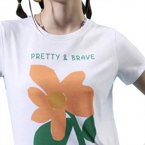 Camiseta Exclusiva para Mujer con Estampado Moderno, Diseño Gráfico, Algodón Jersey, Manga Corta, Informal, Venta al Por Mayor de Fábrica OEM - Product Image 5