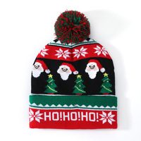 Cappelli di Natale LED all'Ingrosso, Maglioni Luminosi di Babbo Natale in Maglia per Adulti, Logo Personalizzato, Ricamo 3D, Traspiranti e Impermeabili