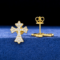 Passer diamant testeur 925 argent Sterling entièrement VVS Moissanite diamant glacé Iris croix boucle d'oreille pour rappeur bijoux