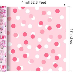 <b>Pink</b> Car Love Wrapping Paper Double Side 1.0 Square Feet Recyclable Gift <b>Wrap</b> For Valentine's Day Wedding Birthday - Product Image 3