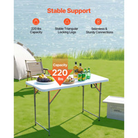 Outdoor-Klapptisch 4 Fuß Mühelos Schnell Höhenverstellbar Faltbarer Kleiner Kartentisch mit Fixierverriegelung Stabil für Party und Essen