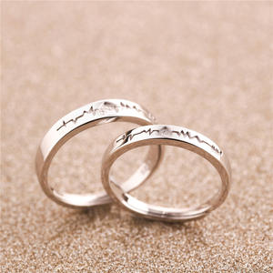 Tonglin japonés coreano Simple plata Ringt letras ajustables para hombres pequeños anillos de moda - Product Image 4