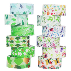 Washi Tape 12 <b>Rolls</b> Floral Pattern 3M <b>Paper</b> Craft Journal Decoration <b>Spring</b> Style - Product Image 2