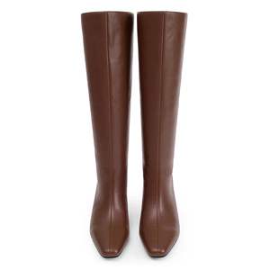 Bottines à talon chaton pour femmes, à <span class=keywords><strong>large</strong></span> <span class=keywords><strong>mollet</strong></span>, bout carré, <span class=keywords><strong>bottes</strong></span> longues, tendance, en <span class=keywords><strong>cuir</strong></span>, talon bas, <span class=keywords><strong>bottes</strong></span> mi-hautes - Product Image 3