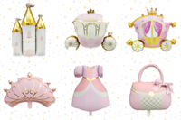 Ballons en aluminium BLN sur le thème des princesses, styles variés, couronne, château, calèche, décoration de fête pour l'anniversaire des filles