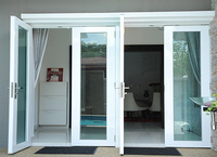 Nouveau UPVC français battant porte battante verre trempé fibre de verre PVC plastique cadre fenêtre gril conception extérieur maison horizontale