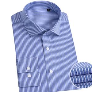 Camisas pour hommes OEM/ODM Slim Fit de haute qualité, confortable et extensible <span class=keywords><strong>sans</strong></span> retenue, chemises décontractées <span class=keywords><strong>sans</strong></span> repassage de couleur unie pour hommes - Product Image 1