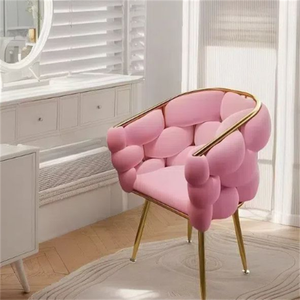 Silla de tocador moderna tapizada en terciopelo para mujeres y niñas - Muebles para dormitorio, apartamento y hogar - Product Image 1