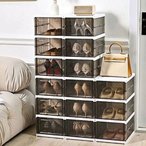 Haogle New Arrival PP Plastic Magnetic Foldable Rectangle Shoe Organizer <b>Box</b> with 6-10L Capacity Modern Design - Product Image 4
