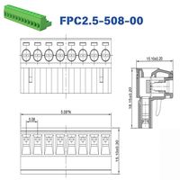 Connecteur de bornier enfichable sans soudure mâle-femelle 2EDG-UKR, pas de 5,08 mm, montage fixe sur rail DIN 35 mm