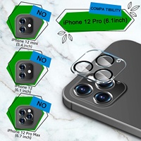 Film de protection pour caméra iPhone 3D, 2 pièces, protecteur d'écran en verre trempé transparent pour objectif de caméra arrière, pour iPhone 12 13 14 HD