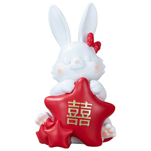 Statua di Coppia di Conigli Romantici con Cuore e Stella, Decorazione in Resina per Soggiorno, Camera da Letto e Matrimoni - Product Image 5