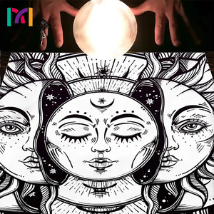 Paño de <span class=keywords><strong>Tarot</strong></span> Sun Moon Star India estera dorada Franela gruesa Mantel de <span class=keywords><strong>tarot</strong></span> de orillo de alta calidad - Product Image 2